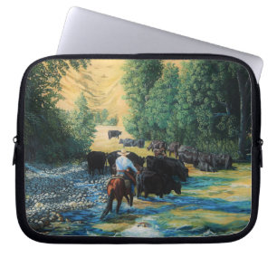 Funda Para Portátil Caballo del rancho e impulsión y río de la manada