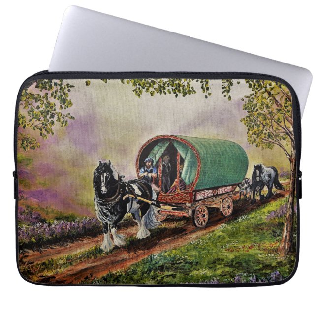 Funda Para Portátil Caballo Gypsy Vanner Caravana irlandesa (Frente)