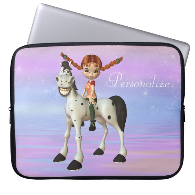 Funda Para Portátil Caballo lindo y manga personalizada chica del (Frente)