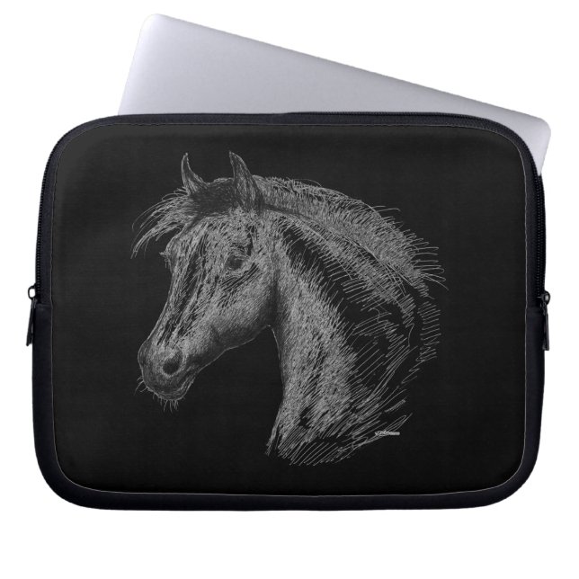 Funda Para Portátil Caballo:Negro (Frente)