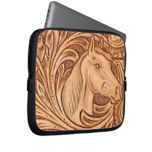Funda Para Portátil caballo rústico del equestrian del cuero del paí