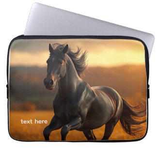 Funda Para Portátil Caballo Semental Negro Majestuoso Paisaje Atardece