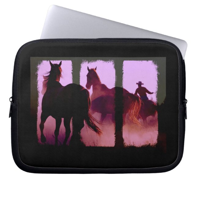 Funda Para Portátil Caballo silvestre Roundup Digital Art Noteeve (Frente)
