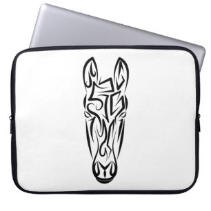 Funda Para Portátil Caballo tribal blanco y negro