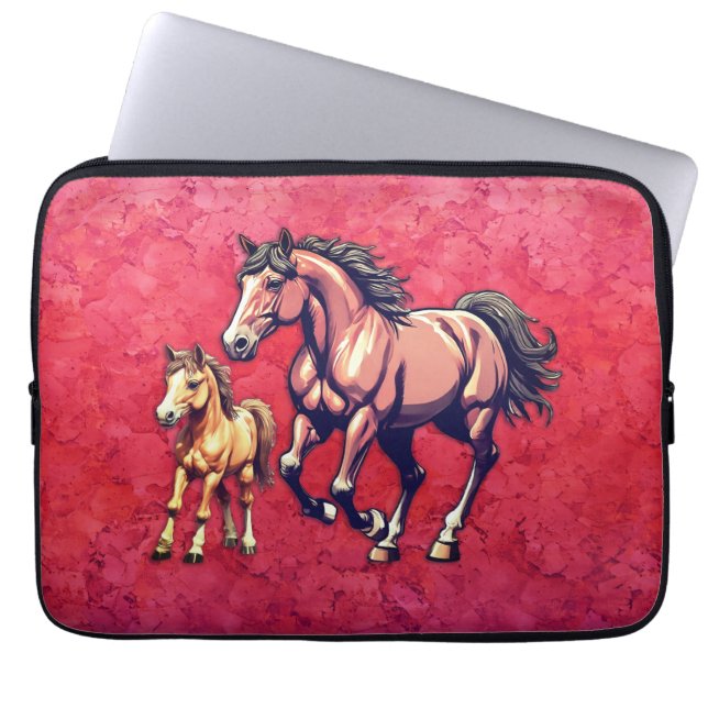 Funda Para Portátil Caballo y pie en el fondo texturado (Frente)