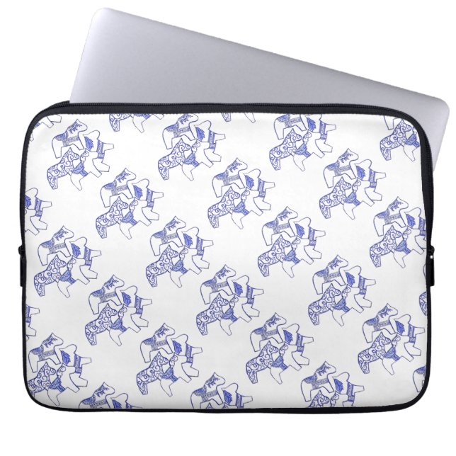 Funda Para Portátil Caballos azul y blanco Manga portátil (Frente)