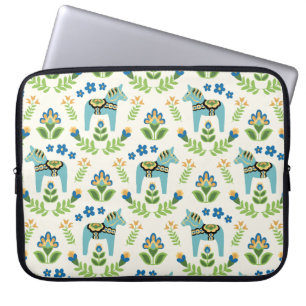 Funda Para Portátil Caballos de dala suecos Verde azulados