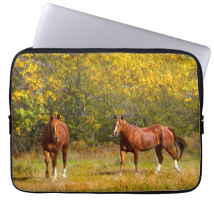 Funda Para Portátil Caballos de la caída del oro