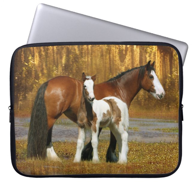 Funda Para Portátil Caballos de la fantasía: Yegua y potro (Frente)