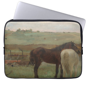 Funda Para Portátil Caballos en una pradera, pintura al petróleo, Edga