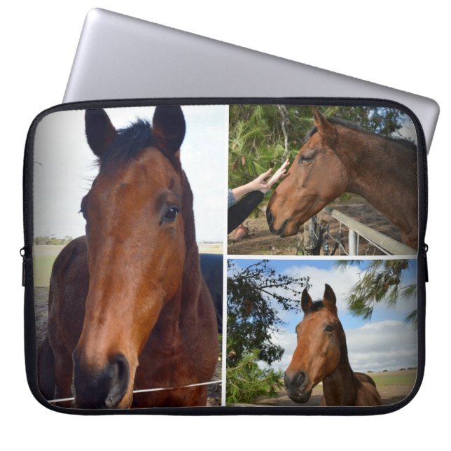 Funda Para Portátil Caballos Marrones En Un Collage de fotos, (Frente)
