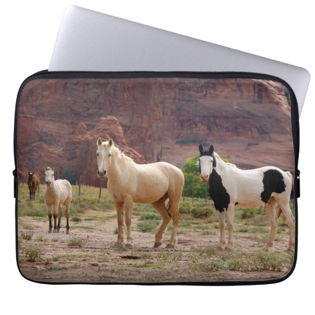 Funda Para Portátil Caballos navajos libres en el piso de cañón (Frente)
