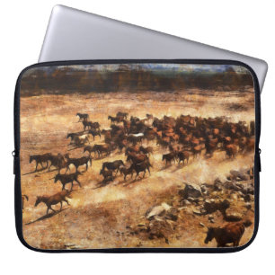 Funda Para Portátil Caballos Salvajes: Majestad Animal Artístico.