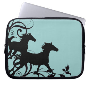 Funda Para Portátil Caballos salvajes negros