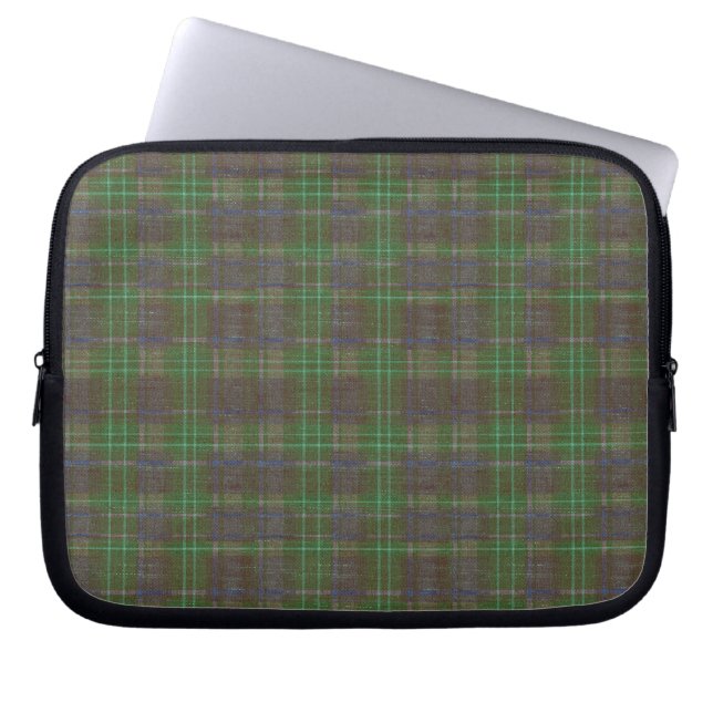 Funda Para Portátil Cabaña Tartán Verde Bosque (Frente)