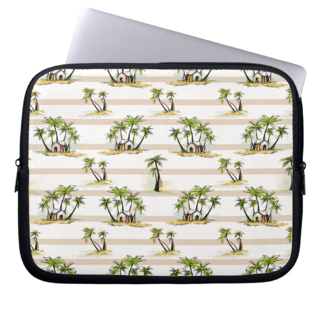 Funda Para Portátil Cabaña y palmas tropicales (Frente)