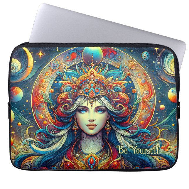 Funda Para Portátil Cabello azul turquesa de cabeza de diosa abril - (Frente)