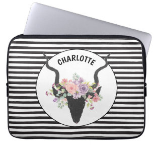 Funda Para Portátil Cabeza de ciervo y rosas personalizados