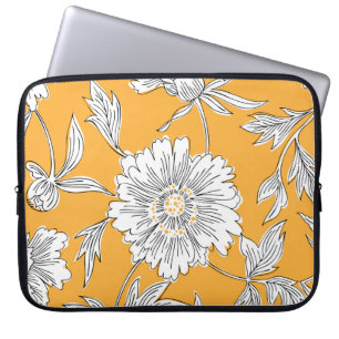 Funda Para Portátil Cabezas de margarita: Línea floral de verano.