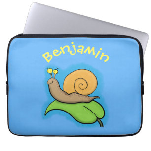 Funda Para Portátil Caca, caracol feliz en un ilustracion personalizad