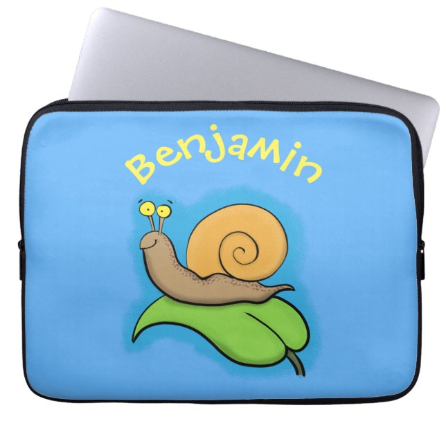 Funda Para Portátil Caca, caracol feliz en un ilustracion personalizad (Frente)