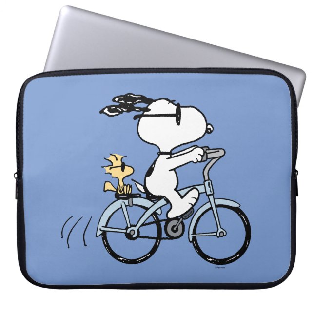 Funda Para Portátil Cacahuetes | Bicicleta Snoopy & Woodstock (Frente)