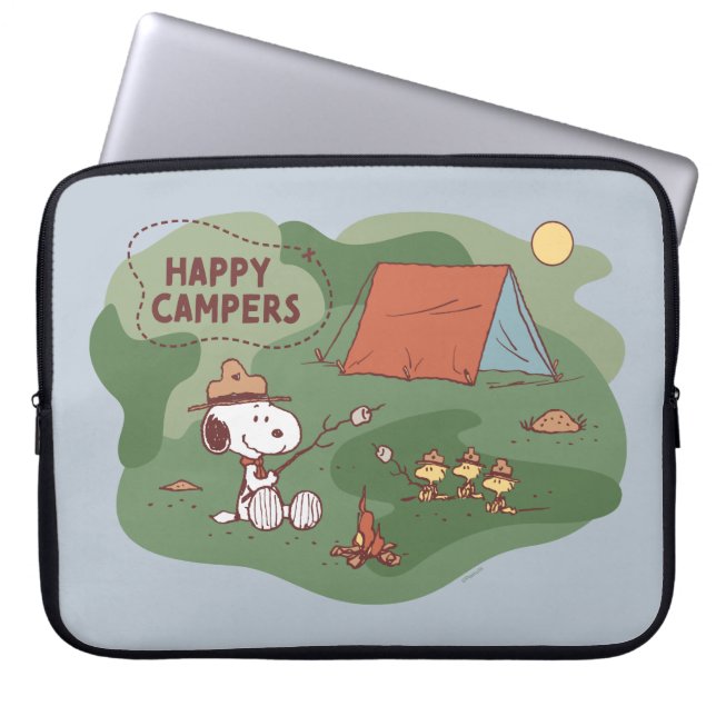 Funda Para Portátil Cacahuetes | Camperas felices Snoopy y Woodstock 2 (Frente)
