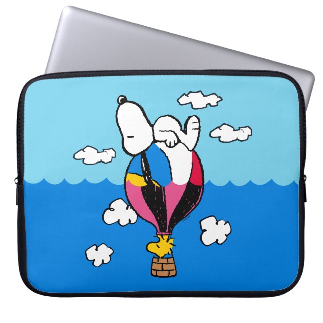 Funda Para Portátil Cacahuetes | Globo de aire caliente Snoopy & Woods (Frente)