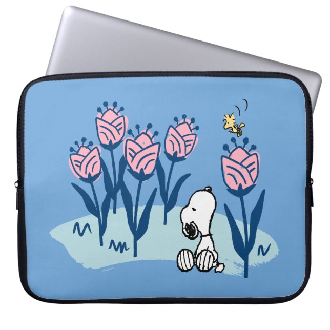 Funda Para Portátil Cacahuetes | Jardín de flores Snoopy & Woodstock (Frente)
