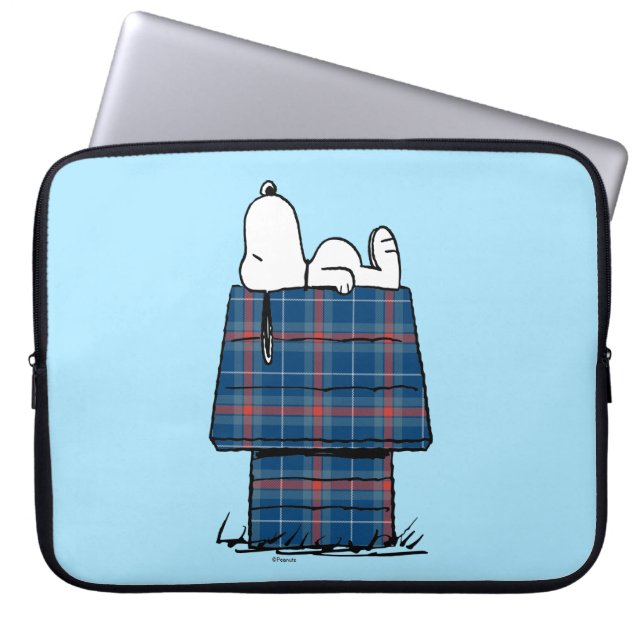 Funda Para Portátil Cacahuetes | Snoopy Plaid Flannel Holiday Dog Hous (Frente)