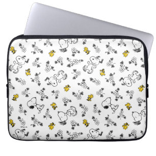 Funda Para Portátil Cacahuetes   Snoopy & Woodstock Patrón de flores B