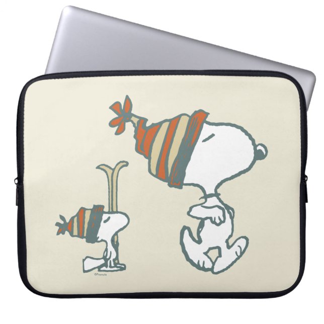Funda Para Portátil Cacahuetes | Viaje en esquí Snoopy & Woodstock 2 (Frente)