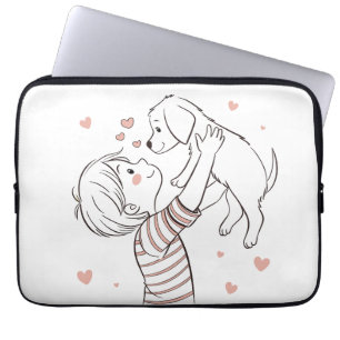 Funda Para Portátil Cachorro con Personalizado de niño feliz