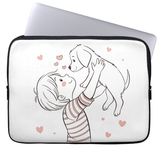 Funda Para Portátil Cachorro con Personalizado de niño feliz (Frente)