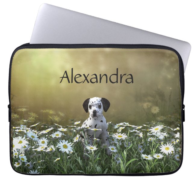 Funda Para Portátil Cachorro dálmata en daisies (Frente)