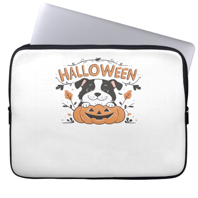 Funda Para Portátil Cachorro lindo en calabaza - Ilustracion de perro  (Frente)