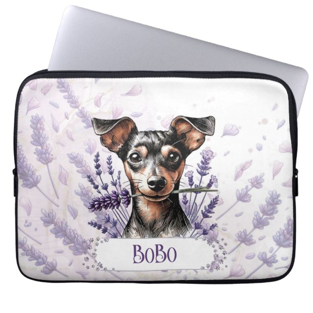 Funda Para Portátil Cachorro Personalizado – Min Pin (Frente)