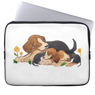 Funda Para Portátil Cachorros Beagle y Mariposa en Acuarela para iPad 