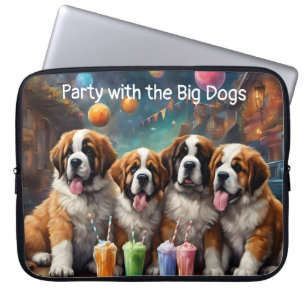 Funda Para Portátil Cachorros de San Bernardo y Milkshakes