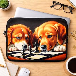 Funda Para Portátil Cachorros Jugando Ajedrez