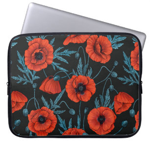 Funda Para Portátil Cachorros rojos y azules sobre negro