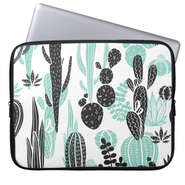 Funda Para Portátil Cacti de mano dibujada: Doodle Seamless (Frente)
