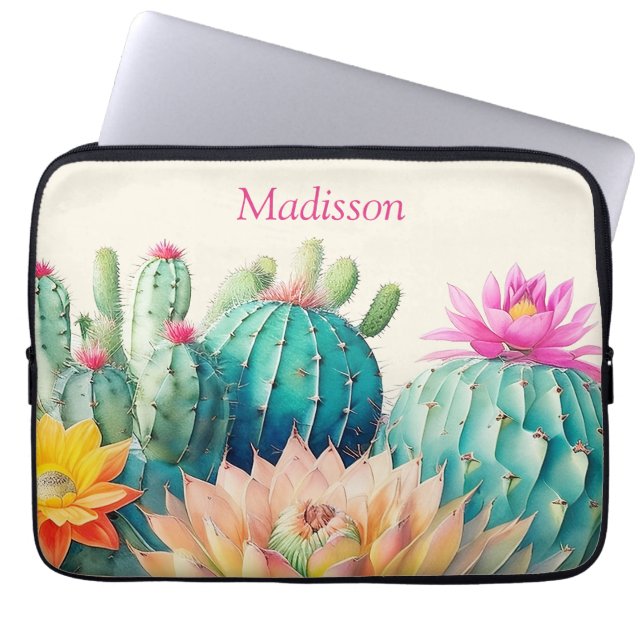 Funda Para Portátil Cacti Y Sucultores Con Nombre (Frente)