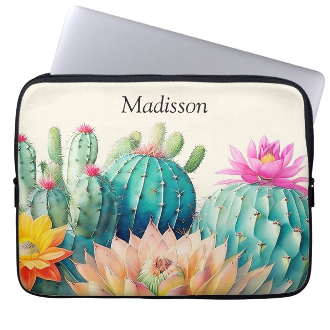 Funda Para Portátil Cacti Y Sucultores Con Nombre (Frente)