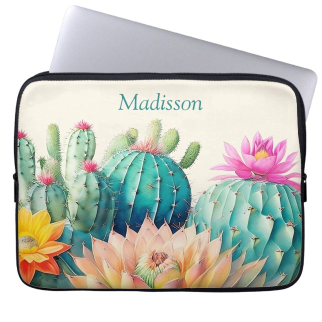 Funda Para Portátil Cacti Y Sucultores Con Nombre (Frente)