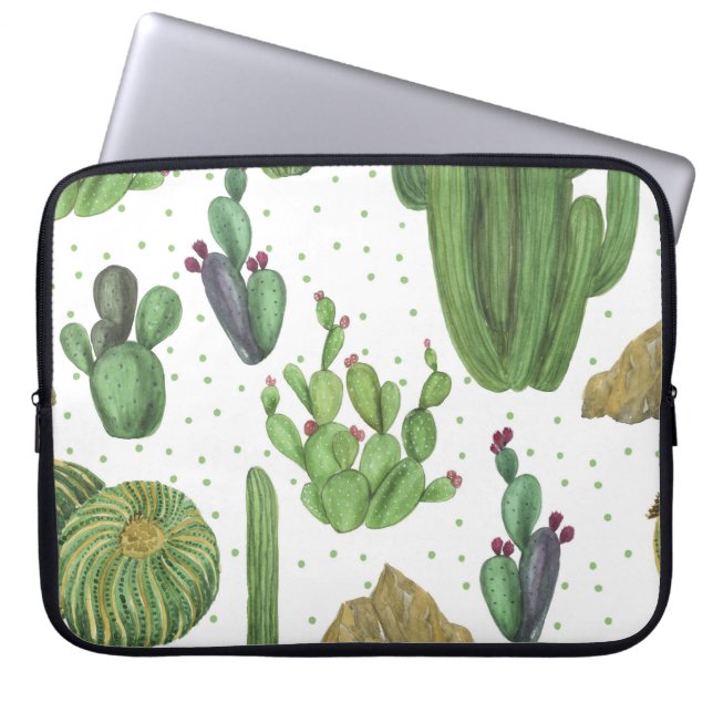Funda Para Portátil Cactus acuarela, patrón natural sin fisuras. (Frente)
