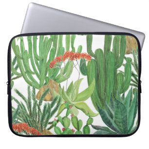 Funda Para Portátil Cactus de acuarela: pintura de patrones sin foco