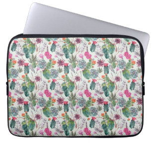 Funda Para Portátil Cactus de color de agua del Boho exótico y patró
