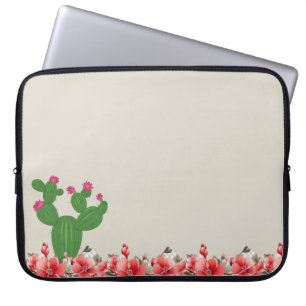 Funda para portátil Cactus Flores Naranjas Floral