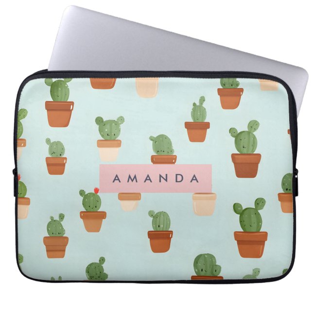 Funda Para Portátil Cactus personalizado con ollas de terracota (Frente)